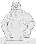  2022 anthro apron biped clothing food hi_res humanoid_hands kemono male mammal mature_male overweight overweight_male shirt solo topwear ursid whitebeast20 