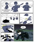 4:5 absurd_res anthro aquatic big_butt big_eye big_pupils breasts butt comic dialogue diegutan english_text female fight fish grin group hi_res human kick male mammal merlin_brava mud night punch pupils question_mark sharp_teeth small_breasts smile swamp teeth text thick_thighs underwater water wide_hips
