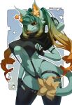 2026 4_arms absurd_res alien antennae_(anatomy) anthro arm_strap artist_name bangs big_breasts biped black_clothing black_fingerless_gloves black_gloves black_handwear black_topwear breasts brown_eyes buckle capelet cheek_tuft closed_smile clothed clothed_anthro clothed_female clothing colored_nails curvy_figure digital_drawing_(artwork) digital_media_(artwork) facial_tuft felid feline female female_anthro fingerless_gloves fingernails fur glistening glistening_eyes glitter gloves gradient_background gradient_hair green_hair hair hand_on_leg hand_on_thigh handwear hi_res hourglass_figure inner_boob inner_ear_fluff long_hair looking_at_viewer makeup mammal midriff mouth_closed multi_arm multi_limb nails navel orange_fingernails orange_hair orange_inner_ear orange_inner_ear_fluff orange_nails portrait raised_arms signature simple_background small_waist smile solo standing straps streetwear tail tail_tuft teal_body teal_fur techwear text thick_thighs thigh_strap three-quarter_portrait three-quarter_view topwear tuft twintails_(hairstyle) two_tone_tail under_boob wide_hips zeep_(zeminachan) zeminachan