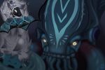 3:2 airymiller anthro aquatic asphyxiation bow_tie cephalopod clothing coleoid collector costume creepy depth drowning duo female hair hi_res horizontal_pupils horror_(theme) machine macro micro mollusk octopodiform octopus protogen protogen_visor pupils scared subnautica_2 tentacles thalassophobia white_body