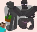 abnarie ambiguous_gender anus ass_up big_butt black_body black_skin blush bodily_fluids butt butt_grab disembodied_hand duo enderman hand_on_butt heart_symbol hi_res human humanoid looking_back mammal microsoft minecraft mojang not_furry nude rear_view square_(anatomy) xbox_game_studios