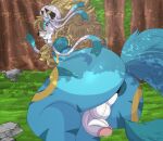 absurd_res anthro anus arcanine balls big_balls big_butt big_penis butt canid canine detailed_background eeveelution femboy florest generation_1_pokemon generation_2_pokemon generation_6_pokemon genitals hi_res houndoom huge_butt huge_thighs humanoid_genitalia humanoid_penis hybrid male mammal nintendo penis pokemon pokemon_(species) smile solo sylveon thick_thighs umbreon yamizinhuu