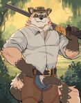 absurd_res anthro aroused aroused_face aroused_male aroused_smile barazoku bedroom_eyes belt biceps big_muscles big_pecs big_penis black_belt black_clothing blue_bottomwear blue_clothing blue_jeans blue_pants bottomwear brown_body brown_chaps brown_clothing brown_fur chaps clothed clothing cowboy cowboy_hat cowboy_outfit denim denim_bottomwear denim_clothing erection flirting flirting_look flirting_with_viewer forest forest_background fur genitals gol1ath grass green_clothing green_hat green_headwear grin grinning_at_viewer gun gun_on_shoulder hat headgear headwear hi_res holding_gun holding_object holding_ranged_weapon holding_rifle holding_shotgun holding_weapon inviting inviting_to_sex inviting_viewer jeans looking_at_viewer male mammal manly muscular muscular_anthro muscular_arms muscular_male muscular_thighs narrowed_eyes nature nature_background offering_sex offering_to_viewer open_bottomwear open_clothing open_pants outside pants pecs penis penis_poking_out penis_through_fly plant pose presenting presenting_body presenting_penis procyonid raccoon ranged_weapon rifle rifle_on_shoulder seducing_viewer seductive shirt shotgun showing_off_muscles shrub smile smiling_at_viewer smirk smirking_at_viewer solo standing tail thick_arms thick_penis thick_thighs topwear tough_guy tree unzipped unzipped_clothing unzipped_pants vein veiny_penis weapon weapon_on_shoulder white_clothing white_shirt white_topwear zipper