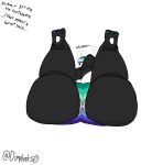 anthro ass_up belly big_butt black_body bodily_fluids breath bulge butt butt_focus canid canine clothed clothing colored dialogue dimplinks0 drooling english_text hi_res lgbt_pride lying male mammal needy nova_(dimplinks0) on_back onomatopoeia panting paws presenting presenting_hindquarters pride_color_clothing pride_colors saliva solo sound_effects speech_bubble spread_butt spreading text thick_thighs tongue tongue_out transformation underwear underwear_only whining wide_hips