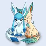 1:1 2026 :3 ambiguous_feral ambiguous_gender angry big_ears blush brown_body brown_fur cuddling digital_drawing_(artwork) digital_media_(artwork) dipstick_tail duo eeveelution eyes_closed feral fur generation_4_pokemon glaceon gloves_(marking) green_body green_fur happy leaf leaf_ears leaf_hair leaf_tail leafeon leaning_on_another leg_markings lying markings multicolored_body multicolored_fur mun_rue nintendo on_front plant plant_hair pointy_ears pokemon pokemon_(species) pseudo_hair sitting smile socks_(marking) tail tail_markings tan_body tan_fur unsatisfied