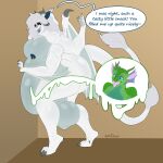 1:1 abdominal_bulge absurd_res anthro balls belly big_balls big_butt big_muscles big_pecs butt dialogue dragon duo english_text genitals heikidraws hi_res huge_balls huge_butt huge_pecs hyper hyper_balls hyper_butt hyper_genitalia male male/male multi_arm multi_eye multi_limb multi_tail muscular mythological_creature mythological_scalie mythology nipple_piercing nipples pecs piercing sanctus scalie tail text vore