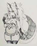 2024 anthro belly big_breasts bottomwear breasts canid canid_demon canine cellphone clothing collar demon ear_piercing electronics female fingerless_gloves fur gloves hair handwear hellaverse hellhound helluva_boss hi_res leggings legwear loona_(helluva_boss) mammal monochrome multicolored_body multicolored_fur mythological_canine mythological_creature mythology notched_ear phone piercing pikapika212 pregnant pregnant_anthro pregnant_female sketch skirt solo spiked_collar spikes thick_thighs traditional_media_(artwork) two_tone_body two_tone_fur