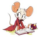 2022 anthro barefoot beezii big_ears blush blush_lines book bottomless bottomless_anthro bottomless_female cheek_tuft clothed clothing digital_drawing_(artwork) digital_media_(artwork) ear_scar eyelashes facial_tuft feet female female_anthro fur grass head_tuft hi_res jacket looking_away mace mammal melee_weapon mina_(mina_the_hollower) mina_the_hollower mouse murid murine plant reading reading_book rodent scar sitting smile soles solo topwear tuft vest weapon white_body white_fur yacht_club_games