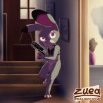 absurd_res angry anthro barefoot clip_studio_paint_(artwork) clothed clothing detailed_background digital_media_(artwork) disney feet female flat_chested fur grey_body grey_fur gun handgun hi_res humanoid judy_hopps lagomorph leporid mammal panties pistol purple_eyes rabbit ranged_weapon shaded solo standing underwear underwear_only weapon white_clothing white_panties white_underwear zootopia zuea
