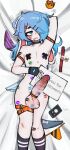 anthro avv_(probablyavv) big_penis blue_hair bodily_fluids bottomwear choker clothing cum drooling femboy floppy_ears fur genital_fluids genitals hair hair_over_eye hi_res jewelry kiss_mark lagomorph leporid lipstick lipstick_on_penis long_hair lop_ears makeup male mammal necklace nipple_tape panties pasties pattern_bottomwear pattern_clothing pattern_panties pattern_underwear penis phone_call probablyavv rabbit saliva shaking solo striped_bottomwear striped_clothing striped_panties striped_underwear stripes tape tired_eyes underwear white_body white_fur