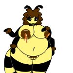 1:1 anthro areola arthropod arthropod_abdomen bee belly big_breasts black_body black_fur bodily_fluids breasts brown_hair brown_nipples bumble_bee_(species) female fluffy food frutigooner fur hair honey_(food) hymenopteran insect lactating multi_arm multi_limb nipples overweight solo thick_thighs yellow_body yellow_fur