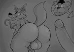  animatronic anthro balls big_balls big_butt big_penis butt canid canine character_off_screen duo five_nights_at_freddy&#039;s fox foxy_(fnaf) freddy_(fnaf) genitals hi_res hook_hand machine male male/male mammal marvofun overweight overweight_anthro overweight_male penis presenting presenting_hindquarters robot scottgames sharp_teeth teeth thick_thighs ursid video_games 