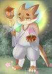2026 2_horns 3_toes 4_fingers absurd_res anthro artist_logo artist_name asian_clothing backpack bamangojuice beaded_jewelry beaded_necklace beads biped bowl buddhism cheek_spikes chinese_description claws clothed clothed_anthro clothed_male clothing container detailed_background digital_media_(artwork) digitigrade east_asian_clothing facial_spikes feet fingers flower hi_res holding_bowl holding_container holding_object holding_staff horn jewelry kobold logo male male_anthro monk necklace outside plant prayer_beads religion robe scalie shrub solo spikes spikes_(anatomy) staff standing tail text toe_claws toes url watermark white_clothing