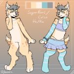 1:1 anthro arm_stockings arm_warmers armwear blep blue_eyes bottomwear bracelet clothed clothing crop_top digitigrade eyebrows facial_tuft featureless_crotch felid feline femboy footwear fur grey_eyebrows grey_eyes grey_hair hair hand_on_face heterochromia jewelry jusavenator legwear lynx male mammal markings miniskirt model_sheet pattern_arm_warmers pattern_armwear pattern_clothing pattern_footwear pattern_legwear pattern_socks pattern_thigh_highs pattern_thigh_socks paws pronouns shirt short_tail simple_background skirt socks spiked_bracelet spikes spots spotted_body spotted_fur stockings striped_arm_warmers striped_armwear striped_clothing striped_footwear striped_legwear striped_socks striped_thigh_highs striped_thigh_socks stripes tail thigh_highs thigh_socks tongue tongue_out topwear tuft