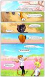 2026 4_fingers absurd_res anthro black_body black_fur blue_eyes canid canine canis cherry_blossom clothed clothing comic day detailed_background dialogue digital_drawing_(artwork) digital_media_(artwork) digital_painting_(artwork) ear_piercing ear_ring english_text felid feline female fingers flower fur george_heartfields grass group hi_res lagomorph leporid light male mammal mrs._yorushika nature nature_background orange_body orange_fur painting_(artwork) pantherine piercing piporete plant prunus_(flower) rabbit right_to_left ring_piercing signature sunlight text tiger water wolf yellow_body yellow_eyes yellow_fur