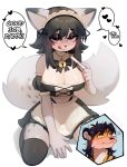 absurd_res anthro bedroom_eyes big_breasts big_tail black_hair breasts clothing daddy_kink domestic_cat duo felid feline felis female female_focus fluffy fluffy_tail fur grey_body grey_fur hair heart_symbol hi_res holding_pregnancy_test iris_(tealsick) licking licking_lips maid_headdress maid_uniform male male/female mammal midriff narrowed_eyes pantherine positive_pregnancy_test seductive tail tealsick thong_straps tiger tongue tongue_out uniform
