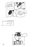 2024 alpaca anthro black_and_white blush bodily_fluids bra_strap camelid clenched_teeth clothing comic cowbell dialogue domestic_cat dreadlocks duo ellipsis embarrassed english_text fake_horns felid feline felis female fishnet_clothing fishnet_topwear freckles gaydottiff hat headgear headwear hi_res mammal martha_(gaydottiff) monochrome neck_tuft open_mouth page_number penny_(gaydottiff) simple_background slight_smile speech_bubble sweat sweatdrop teeth teeth_showing text topwear tuft white_background