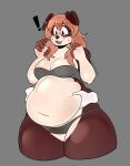 anthro belly belly_grab belly_overhang belly_worship big_belly big_breasts blush bodily_fluids body_worship breasts canid canine canis clothed clothing collie disembodied_hand domestic_dog female front_view fur grabbing hair hand_on_belly herding_dog hi_res huge_belly huge_breasts looking_at_viewer mammal navel overweight overweight_anthro overweight_female pastoral_dog pedrodesenhador sarah_(corgipudding) sheepdog simple_background slightly_chubby smile smiling_at_viewer solo surprised sweat sweatdrop thick_thighs topwear underwear wide_hips