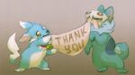 2016 3_fingers 3_toes ambiguous_gender bell bell_collar black_nose blue_body blue_fur chest_tuft collar duo eevee english_description english_text fakemon fangs feet feral fingers fur generation_1_pokemon green_body green_fur hybrid looking_at_viewer mac_(shrike_alvaron) male nintendo open_mouth paws pikachu pokemon pokemon_(species) red_eyes skulldog_(artist) skulldog_(species) teeth text toes tuft white_body white_fur yellow_eyes