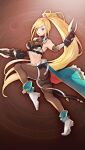  1girl belt black_belt black_gloves blonde_hair blue_eyes breasts brown_pantyhose claw_(weapon) fingerless_gloves flower full_body game_asset gloves grimms_notes hand_up high_ponytail leg_up long_hair looking_at_viewer navel nido_celisius non-web_source official_art open_mouth pantyhose pink_flower pink_rose ponytail rose shoes solo thigh_belt thigh_strap thumbelina_(grimms_notes) v-shaped_eyebrows very_long_hair weapon white_belt white_shoes 