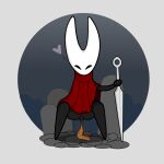 1:1 2025 absurd_res anthro anus arthropod black_body black_eyes clothed clothed_anthro clothed_female clothing crouching empty_eyes featureless_hands featureless_legs feces female female_anthro female_pooping front_view genitals happy heart_symbol hi_res hollow_knight_(franchise) hornet's_needle hornet_(hollow_knight) insect multicolored_body narrowed_eyes pooping red_clothing red_robe robe sim_son solo stink_fumes team_cherry two_tone_body vulva white_body