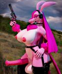 2026 3d_(artwork) animal_genitalia animal_penis anthro areola arm_fluff balls belt big_balls big_breasts big_penis black_choker black_clothing black_jewelry black_legwear black_necklace black_thigh_highs blurred_background breasts casual_erection chest_fur choker claws clothing cloud cloudy_sky curvy_figure day digital_media_(artwork) electronics equine_genitalia equine_penis erection genitals gun gynomorph hand_on_hip handgun headphones hi_res holding_gun holding_handgun holding_object holding_ranged_weapon holding_revolver holding_weapon hourglass_figure impaer_jaster intersex jewelry legwear long_penis looking_at_viewer lovander lovander_(mayosplash) medial_ring navel necklace nipple_dip nipples non-mammal_balls non-mammal_breasts non-mammal_navel non-mammal_nipples open_mouth open_smile outside pal_(species) palmorph palworld penis pink_areola pink_body pink_claws pink_eyes pink_nipples pink_penis pocketpair pseudo_hair ranged_weapon revolver scalie sheath side_view sky smile smiling_at_viewer solo standing thick_thighs thigh_highs vein veiny_penis watermark weapon white_balls white_sheath wide_hips