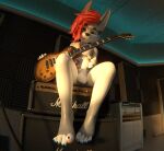 3d_(artwork) anthro balls canid canine detailed_background digit_ring digital_media_(artwork) electric eyewear feet felid feline femboy fox genitals glasses guitar guitar_amp hair handjob humanoid_genitalia humanoid_penis hybrid jewelry long_hair lynx male mammal masturbation musical_instrument paws penile penis playing plucked_string_instrument ring sex solo string_instrument studio suliver suliver_lynx toe_ring toes