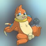 1:1 2026 absurd_res animal_genitalia arm_fin balls blue_eyes buizel digital_media_(artwork) dipstick_tail facial_markings facial_piercing fangs fin flotation_sac forked_tail fully_sheathed fur generation_4_pokemon genitals head_markings hi_res ladder_piercing leaning leaning_backward looking_at_viewer male markings nintendo nose_piercing nose_ring nude nude_male open_mouth orange_body orange_fur pastelpaints piercing pokemon pokemon_(species) rainbow_piercings ring_piercing sheath solo spread_legs spreading tail tail_markings tan_body tan_fur teeth tongue unusual_anatomy unusual_tail whisker_markings