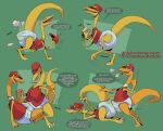 2026 abstract_background anthro biped blush bodily_fluids breath bulge claws clock clothed clothing crackajackin dialogue diaper diaper_frottage diaper_humping digital_media_(artwork) dinosaur dinosaur_train duo english_text feces genital_fluids green_background hat headgear headwear hi_res male male/male mr._conductor_(dinosaur_train) multiple_images onomatopoeia open_mouth panting pbs pocketwatch prehistoric_species red_clothing red_topwear red_vest reptile saurischian scalie sharp_teeth simple_background soiled_diaper soiling solo sound_effects speech_bubble teeth text theropod topwear troodon troodontid unclean_diaper urine url used_diaper vest watch wearing_diaper wet_diaper yellow_body