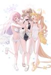 >_< 3girls angel_wings animal_ears aviator_sunglasses black_one-piece_swimsuit blonde_hair blue_archive breasts brown-tinted_eyewear brown_hair bubble cleavage commentary_request covered_navel cross_halo feathered_wings fox_ears full_body gradient_halo halo highres kurumi_lm large_breasts long_hair low_wings medium_breasts mika_(blue_archive) mika_(swimsuit)_(blue_archive) multicolored_halo multiple_girls nagisa_(blue_archive) nagisa_(swimsuit)_(blue_archive) navel official_alternate_costume one-piece_swimsuit open_mouth paid_reward_available pink_hair pink_halo ponytail sandals seia_(blue_archive) seia_(swimsuit)_(blue_archive) small_breasts smile stomach sunglasses swimsuit tea_party_(blue_archive) tinted_eyewear visor_cap white_background white_one-piece_swimsuit white_wings wings yellow_halo 