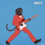 1:1 absurd_res anthro brick_break_after_dark clothing domestic_cat felid feline felis guitar hi_res male mammal masayoshi_takanaka musical_instrument plucked_string_instrument roly_(roly) side_view smile solo string_instrument suit