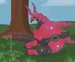 anus balls big_anus big_balls big_penis blush blush_lines bodily_fluids claws erection excessive_genital_fluids excessive_precum feet feral foreskin generation_5_pokemon genital_fluids genitals hi_res huge_penis humanoid_genitalia humanoid_penis leaking_precum looking_at_viewer lying male nintendo nude on_side outside penis pokemon pokemon_(species) precum presenting presenting_anus r0b0t scolipede short_tail solo steam sweat tail toe_claws vein veiny_penis