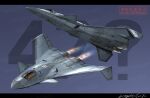  2026 aircraft airplane artist_name blue_background commentary_request dated fighter_jet letterboxed military_vehicle mixed-language_commentary no_humans real_life signature simple_background stealth_vehicle thrusters vehicle_focus watermark zephyr164 