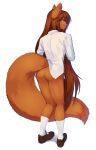  anthro bottomless brown_body brown_fur brown_hair butt clothed clothing footwear fur hair helloggi hi_res long_hair looking_at_viewer looking_back male mammal rodent sciurid shirt shoes socks solo squirrel_tail standing tagme topwear 