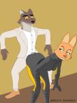  absurd_res against_surface against_wall anthro canid canine canis clothed clothing diane_foxington digital_media_(artwork) dreamworks duo female fox fur hi_res kut_kurry male male/female mammal mr._wolf_(the_bad_guys) presenting rubbing_against smile smirk suit the_bad_guys wolf 