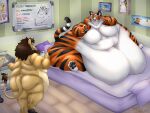 2021 anthro bed bedroom belly belly_expansion belly_overhang big_belly big_breasts big_butt blob_body blue_eyes body_expansion breasts brown_body brown_fur brown_hair butt cheek_tuft chubby_cheeks detailed_background digital_media_(artwork) diner duo expansion facial_tuft fat_rolls fatty-sashimi feederism feeding feedism felid female flabby flabby_arms flabby_legs food fur furniture green_eyes growing hair happy huge_belly huge_thighs hungry immobile lion looking_at_another looking_at_food looking_at_object looking_at_partner love love_handles male male/female mammal melody_(tawnyscrawnyleo) muffin_top navel nude obese on_bed overhang overweight pantherine progression restaurant romantic romantic_couple shaded sitting sitting_on_bed standing tawnyscrawnyleo thick_thighs tiger tuft weight_gain whiteboard