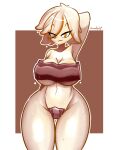  :3 bacon bodily_fluids egg eyelashes female food food_clothing food_creature hair hair_over_eye hi_res mammal meat monster_girl_(genre) mostly_nude one_eye_obstructed simple_background solo solo_focus sweat sweatdrop tfwnocatgirlgf thick_thighs watermark wide_hips 