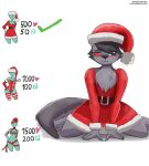 2025 :3 absurd_res anthro artist_name barefoot bedroom_eyes black_hair blind_eye blush blush_lines canid canid_demon canine chest_tuft christmas christmas_clothing christmas_headwear clothing costume crossgender demon empty_eyes eye_scar facial_scar feet female fur grey_body grey_fur hair hair_over_eye hat headgear headwear hellaverse hellhound helluva_boss hi_res holidays kneeling looking_at_viewer mammal mtf_crossgender mythological_canine mythological_creature mythology narrowed_eyes red_eyes santa_costume santa_dress santa_hat scar seductive short_hair simple_background smile solo spread_legs spreading tail text thegiftedfire tuft twitter_handle vortex_(helluva_boss) white_background white_eyes