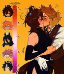  6+girls absurdres agnes_tachyon_(umamusume) alternate_costume animal_ears chemical_structure commentary dantsu_flame_(umamusume) ear_ornament earrings english_commentary gloves highres horse_ears horse_girl horse_tail hug jewelry jungle_pocket_(umamusume) kiss kiss_meter_(meme) meme multiple_girls single_earring tail umamusume wolf_cut yuri 