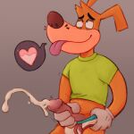  &lt;3 anthro bodily_fluids bowserboy101 canid canine canis clothing cum cumshot domestic_dog ejaculation genital_fluids genitals hi_res humanoid_genitalia humanoid_penis male mammal masturbation moxy_(the_moxy_show) penile penile_masturbation penis solo the_moxy_show tongue tongue_out underwear 