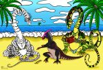  apatosaurus beach beastsofbermuda bikini book chill clothing dinosaur diplodocid dracokaito dracokaitonsfw erotic_book female feral friends funny_idea game_(disambiguation) group hadrosaurid herbivore herd hi_res humor invalid_tag lurdusaurus male migration nudist_beach ornithischian parasaurolophus reptile sauropod scalie seaside sunny swimwear 