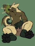  anthro bottomwear brown_body brown_fur canid canine canis clothing domestic_dog ears_back eyes_closed feet fetishame foot_focus fur hand_on_stomach herding_dog hi_res loincloth male mammal marduk_(morokai) musk pastoral_dog pawpads paws pivoted_ears smelly smile sniffing solo tail_motion tailwag 