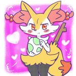 1:1 2025 accessory air_puff ambiguous_anthro ambiguous_gender annyui0611 anthro biped blush blush_stickers border braixen canid closed_frown digital_drawing_(artwork) digital_media_(artwork) dipstick_tail drop_shadow egg front_view frown generation_6_pokemon hair hair_accessory heart_symbol hi_res holding_egg holding_object looking_at_viewer mammal markings mouth_closed nintendo object_in_tail pink_background pokemon pokemon_(species) pokemon_egg portrait puffed_cheeks simple_background solo standing stick stick_in_tail tail tail_markings three-quarter_portrait tied_hair white_border