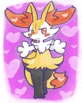 2025 4:5 :3 ambiguous_anthro ambiguous_gender annyui0611 anthro biped blush blush_stickers border braixen canid digital_drawing_(artwork) digital_media_(artwork) digitigrade front_view full-length_portrait generation_6_pokemon heart_symbol hi_res hug_request looking_at_viewer mammal narrowed_eyes nintendo object_in_tail pokemon pokemon_(species) portrait simple_background snout solo spread_arms standing stick stick_in_tail tail