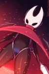 2:3 anthro arachnid arthropod biped black_body black_eyes bodily_fluids clothing female female_anthro genital_fluids genitals hollow_knight_(franchise) hornet_(hollow_knight) lumineko multicolored_body navel red_clothing solo spider sweat sweatdrop team_cherry vaginal_fluids vulva white_body