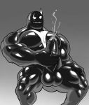1_horn 2023 abs arkyhorny balls biceps black_body black_skin blimex bodily_fluids cum ejaculation erection forearm_muscles genital_fluids genitals goo_creature horn humanoid male masturbation monochrome muscular muscular_humanoid muscular_male pecs penis sharp_teeth solo teeth