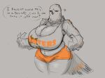 anthro avian beak big_breasts biped bird bottomwear breasts cleavage clothed clothing dialogue feathers female hi_res horned_owl huge_breasts jezzlen non-mammal_breasts owl pupils shorts snowy_owl solo speech_bubble tail tail_feathers text thick_thighs topwear true_owl wide_hips