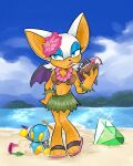 4:5 anthro back_wings bat bat_wings beverage big_ears bikini_strap black_nose blue_body blue_eyes blue_eyeshadow blue_sky breasts bucket canadianconure chao_(sonic) chaos_emerald cleavage clothed clothing cloud cocktail_garnish cocktail_umbrella coconut coconut_bra coconut_drink container drinking_straw drinking_straw_in_mouth drupe_(fruit) duo eyelashes eyeshadow female flag flower_on_head food footwear forest_background fruit gem grass_skirt green_jewelry hi_res jewelry lei lips machine makeup mammal membrane_(anatomy) membranous_wings metallic_body midriff omochao pink_lips plant pointy_ears prick_ears propeller robot rouge_the_bat sand_castle sandals sculpture sea sega shoes shovel sky skyscape sonic_the_hedgehog_(series) sparkles tan_body tools water white_head wings yellow_eyes