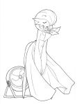 absurd_res bodily_fluids butt clothing cooling_off dress exposed_butt eyes_closed fan_(object) female gardevoir generation_3_pokemon hair heat_(temperature) hi_res humanoid kerchief monochrome neckerchief neckwear nintendo pokemon pokemon_(species) sketch solo sweat zawazawa707