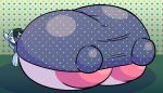 anthro aquatic areola areola_slip big_breasts blush bottomwear breasts clothing eyebrows eyelashes female fish fish_tail gesture green_eyes green_hair hair hand_gesture hi_res huge_breasts hyper hyper_breasts long_eyelashes nipple_outline nipples non-mammal_breasts pattern_background pattern_clothing pattern_shirt pattern_topwear pink_nipples puffy_nipples sardine shirt short shorts shortstack simple_background solo sprucy teal_body topwear under_boob v_sign